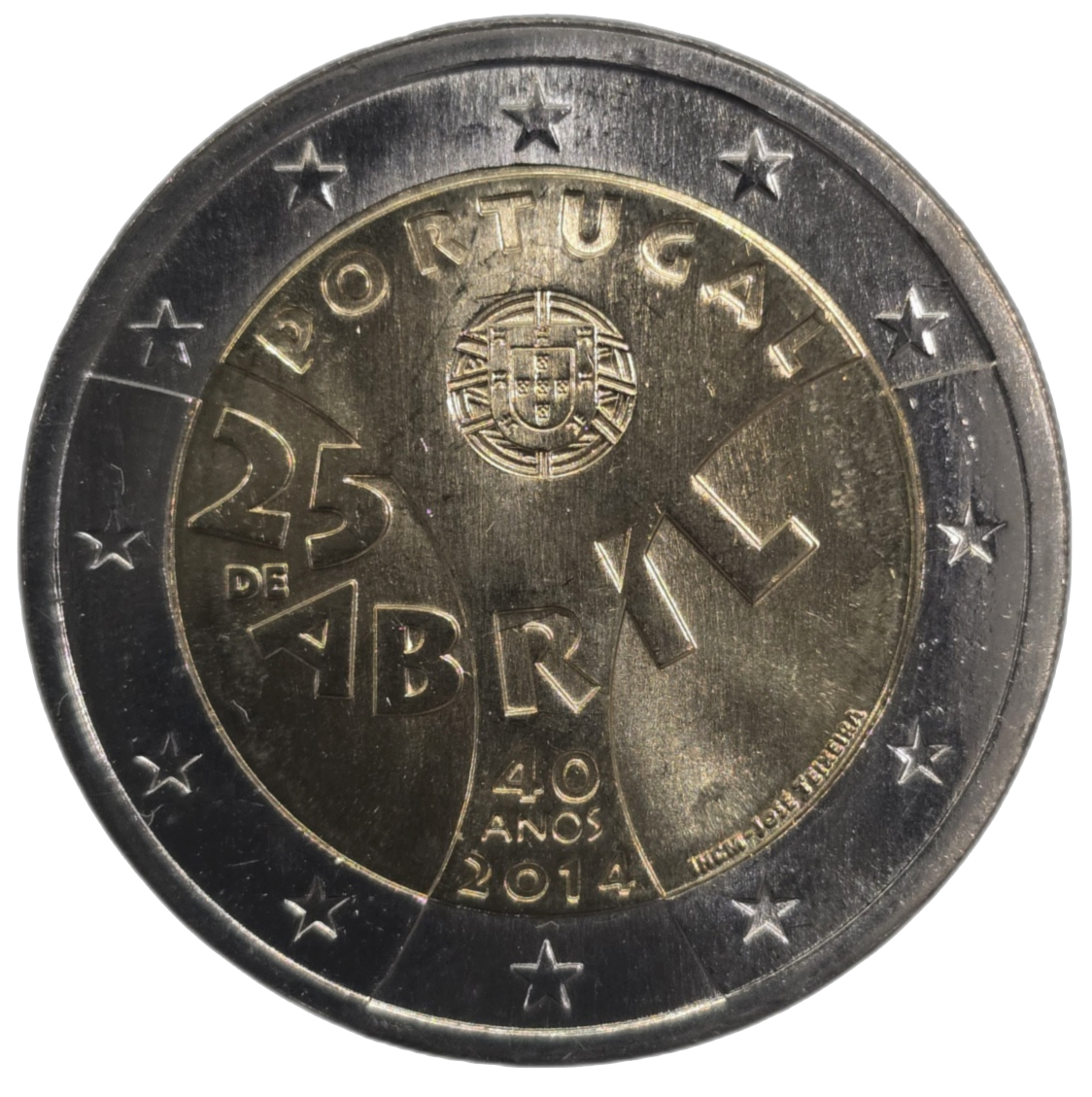 2 euros conmemorativa 40 Años del 25 de Abril Año 2014